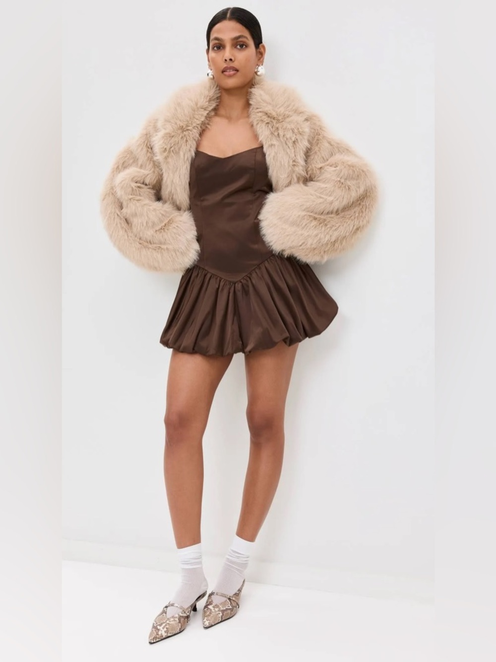 Lioness womens Brown Satin Mini Dress, size XS, only worn once! Great condition - Picture 10 of 10